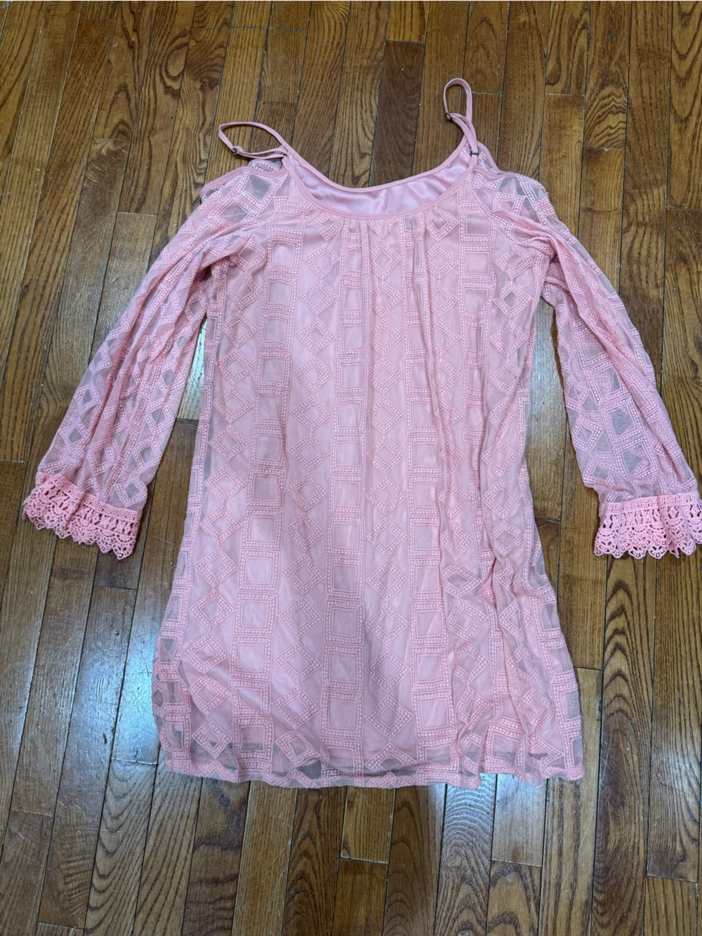 Xhilaration Blush Pink Lace Cold-Shoulder Mini Dress - Picture 6 of 8